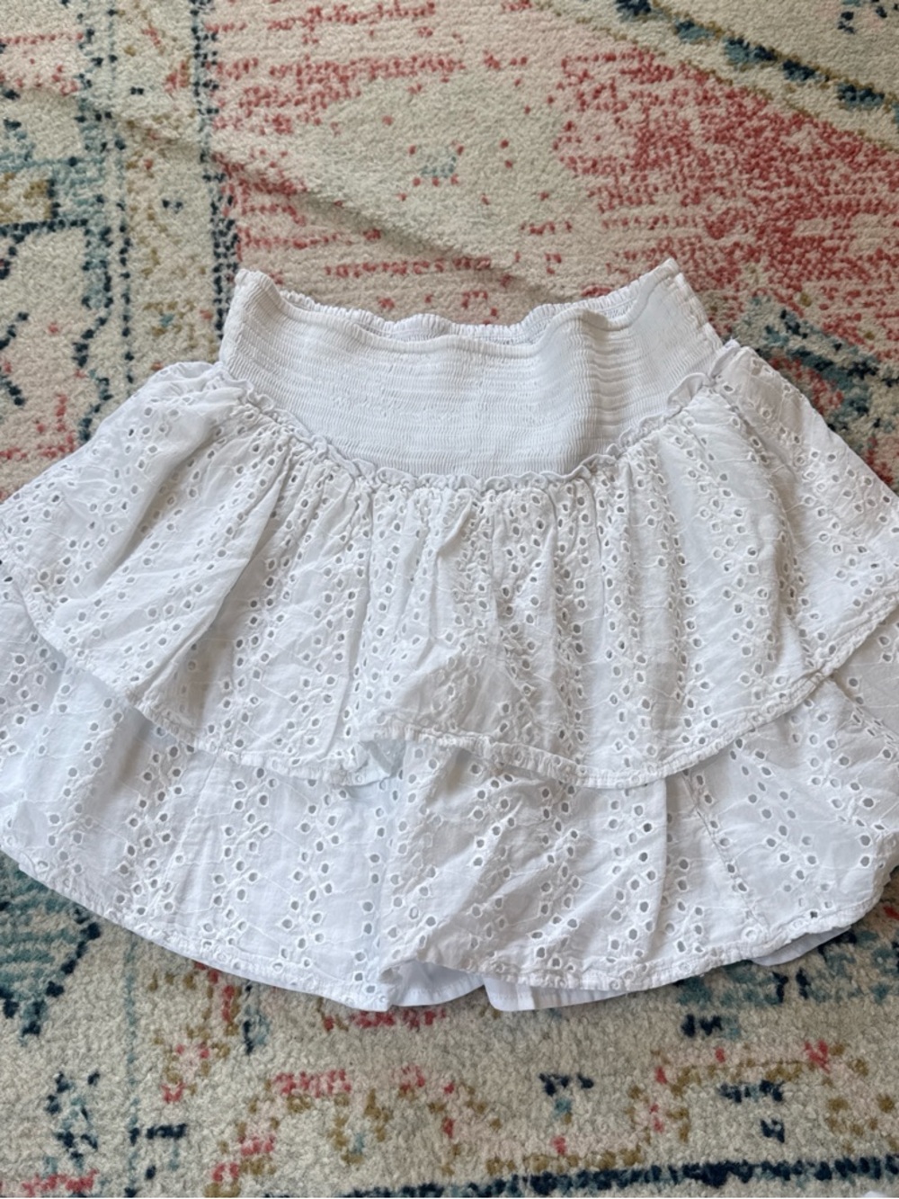 Hollister White Eyelet Tiered Skater Skirt